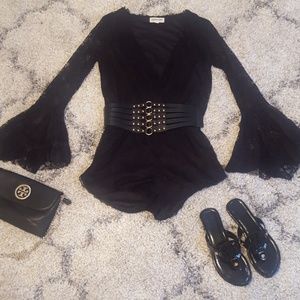 Cotton Candy LA black lace romper